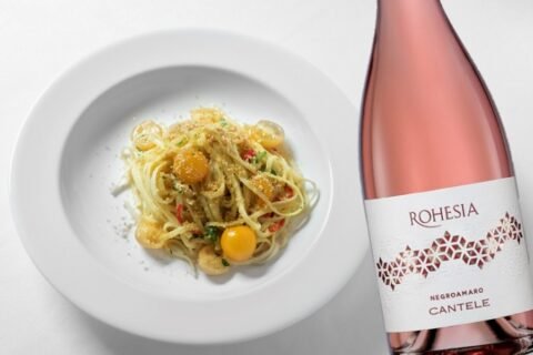 Linguine al limone e Negroamaro Rosato Rohesia Cantele