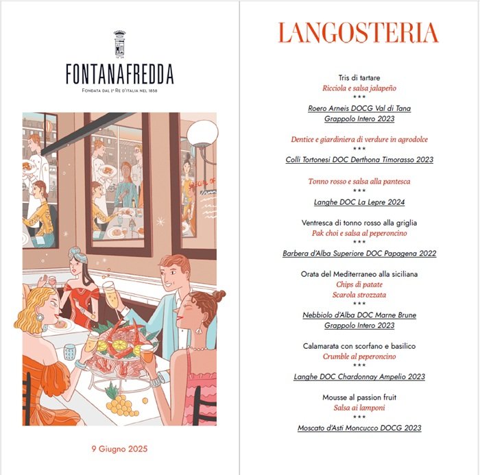 Langosteria menu for Fontanafredda