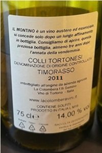 Colli Tortonesi Timorasso Il montino 2011 La Colombera
