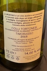 Colli Tortonesi Timorasso Il Montino 2015 La Colombera