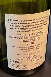 Colli Tortonesi Timorasso Il Montino 2018 La Colombera