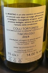 Colli Tortonesi Timorasso Il Montino 2019 La Colombera