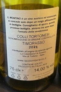 Colli Tortonesi Timorasso Il montino 2021 La Colombera