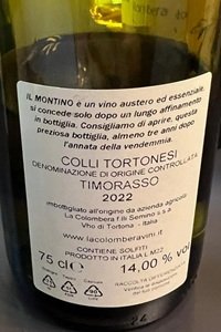 Colli Tortonesi Timorasso Il Montino 2020 La Colombera