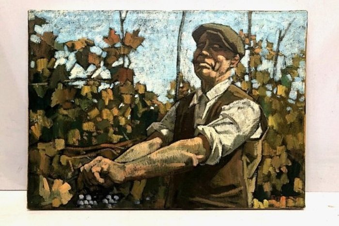 resilienza Dipinto Olio su tela Franco Fizzotti Vendemmia 1973