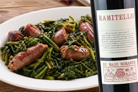 Salsicce e friarelli in abbinamento al Ramitello Di Majo Norante