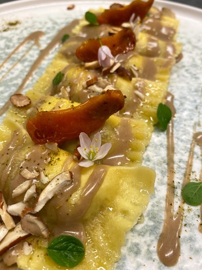 Osteria dei Merli Bolgheri, ravioli di maiale grigio semibrado