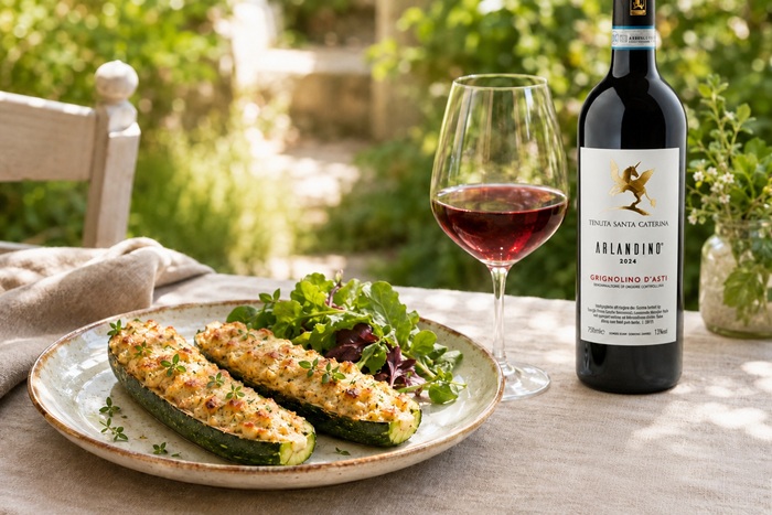 Zucchine ripiene e Grignolino d'Asti Arlandino Tenuta Santa Caterina