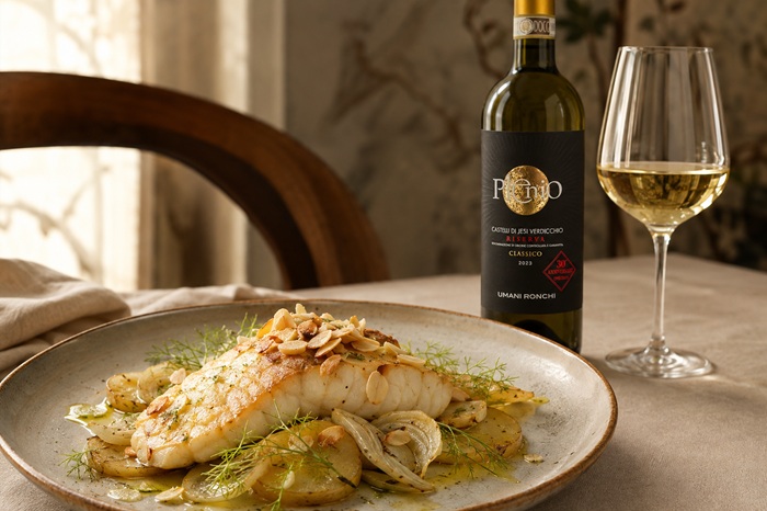 Rombo arrosto con Verdicchio Plenio 2023 Umani Ronchi