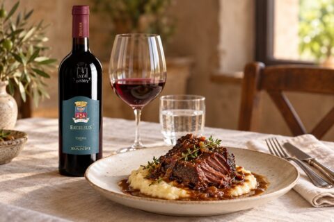 Guancia di manzo brasata con ExcelsuS di Banfi